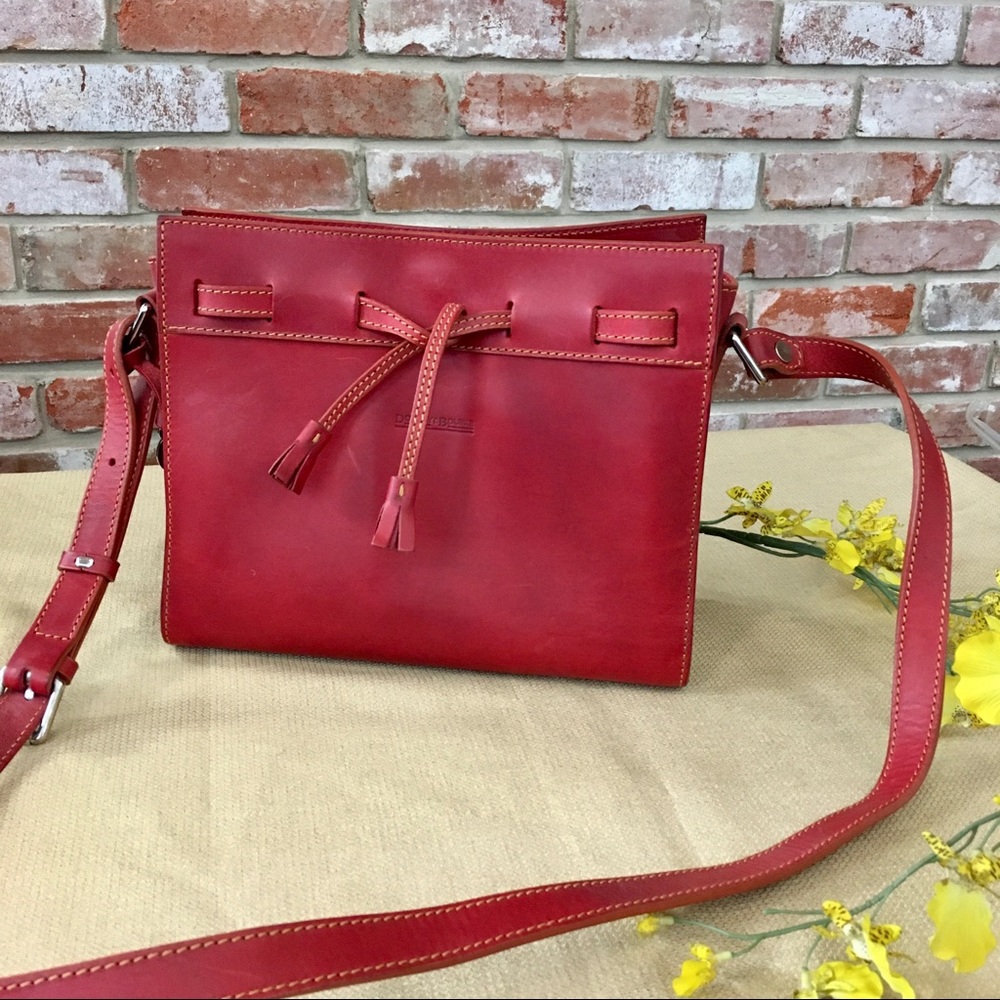 Dooney & Bourke Red Leather Drawstring Crossbody